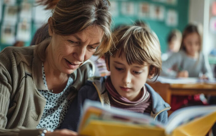 A student in Sacramento practicing reading and writing under the guidance of a reading specialist at READ Academy.